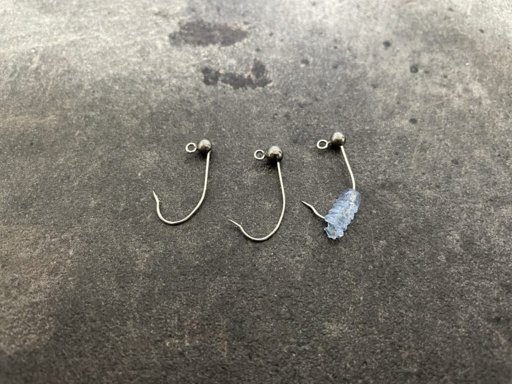 バチコンアジングでドラグ設定がきつくて伸びたフックの写真。